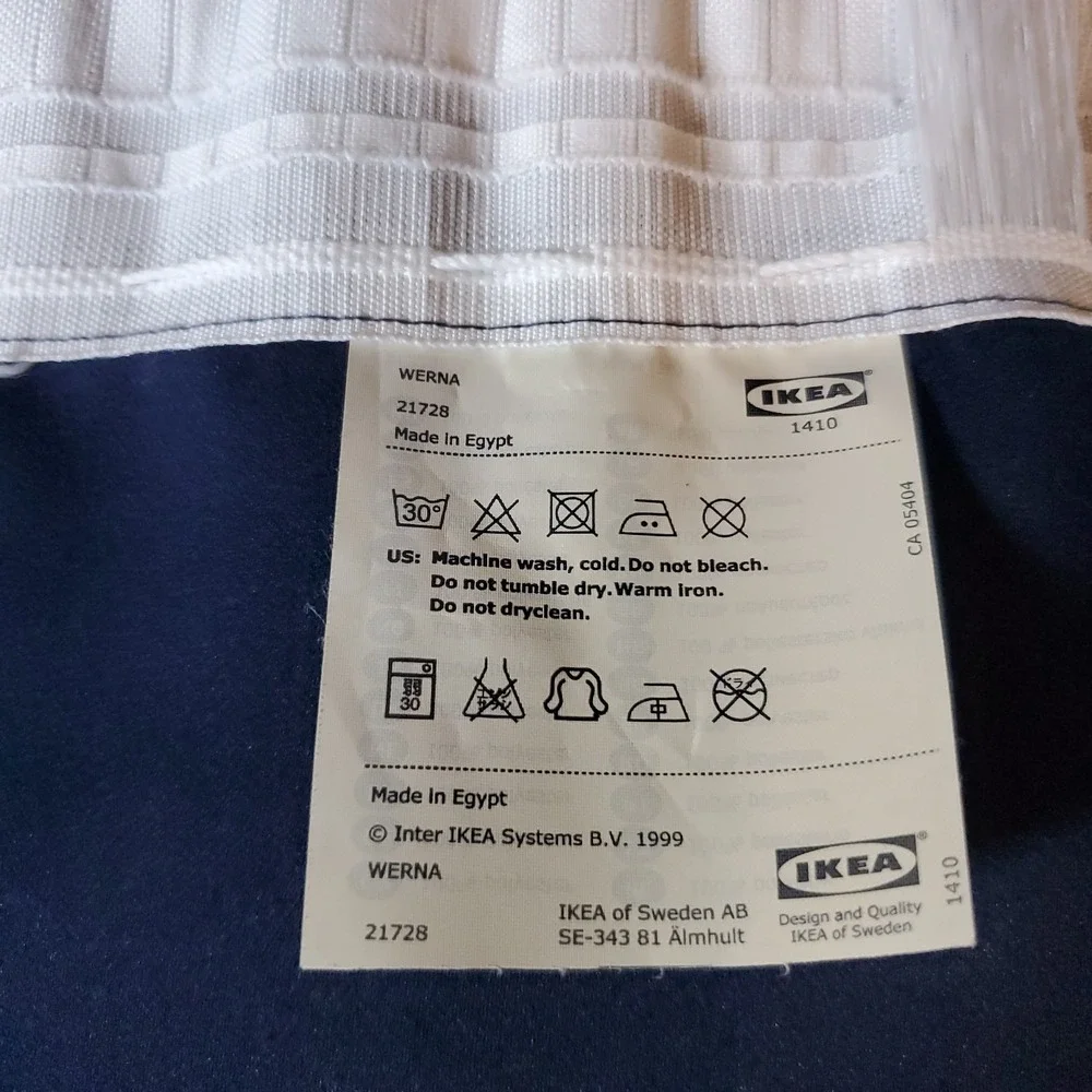 Ikea 1410 Werna Curtain Panels Set Of 2 Dark‎ Navy Blue Thick Polyester 57x105.5